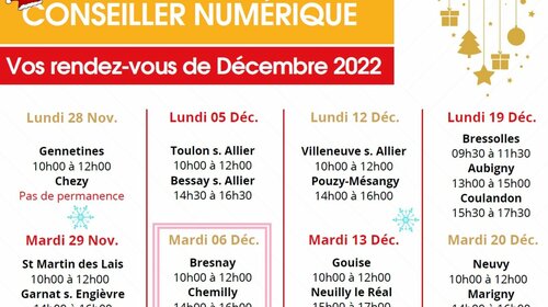 Permanence conseiller numérique en décembre